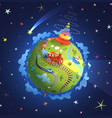 fantasy space toy planet for kids in starry cosmos vector image