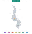 malawi map with location pointer marks vector image