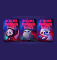night horror movies flyers with funny monsters vector image vector image