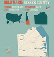 map sussex county in delaware vector image