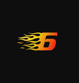 number 6 burning flame logo design template vector image vector image