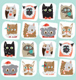 seamless cartoon christmas cats vector image
