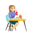 Woman eating chips on sofa Royalty Free Vector Image