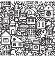 seamless doodle city pattern vector image