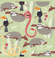 seamless pattern with cute rain forest animals vector image