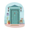 door of house porch with chair and flowers vector image
