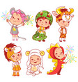 cute little baby wear carnival costumes vector image