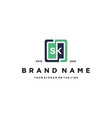 letter sk logo design vector image