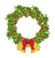christmas wreath icon decorative home holiday vector image