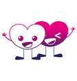 silhouette happy hearts couple kawaii cartoon vector image