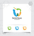 dental logo design with concept home clinic vector image