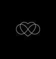 two hearts and endless loop symbol logo infinity vector image