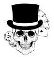 gothic coat of arms with skull and playing card vector image