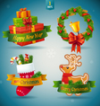 christmas and new year icons vector image