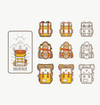 icons with backpacks for hicking vector image vector image
