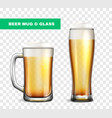 realistic beer mug glass icon set vector image