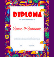 kids diploma with brazilian toucan birds flowers vector image