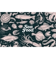seafood hand drawn underwater world vector image