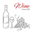 wine bottle glass and grapes vector image