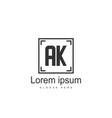 initial letter ak logo template design vector image