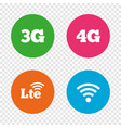 mobile telecommunications icons 3g 4g and lte vector image