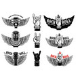 set vintage rock music fest emblems hand vector image vector image