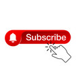 subscribe button bell and hand cursor vector image vector image