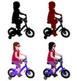 little girl riding bicycle vector image vector image