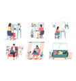remote work cartoon freelancers and office vector image vector image