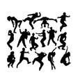 cool hip hop dancing silhouettes vector image