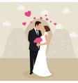 man woman couple married see eyes wedding dress vector image