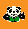 panda character with book and thumb up vector image