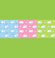 seamless pattern set with funny sheeps and clouds vector image