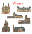 french travel landmarks and medieval buildings vector image