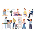 pregnant woman with husband female daily schedule vector image vector image