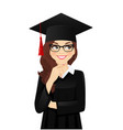 thinking student girl vector image vector image