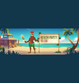 beach party announcement with tiki man in mask vector image