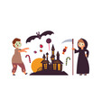 kids wear halloween costumes zombie boy girl vector image