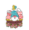 cute easter gnome bunny ears cartoon and yellow vector image