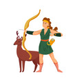 artemis greek god composition vector image