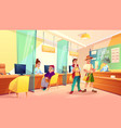 bank clients in reception area cartoon vector image vector image