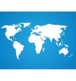 simplified white world map silhouette on blue vector image vector image