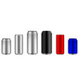 realistic metal aluminum cans different sizes vector image