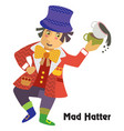 cartoon mad hatter vector image vector image