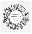 hand sketched herbal tea ingredients wreath vector image vector image