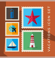 bundle five vacations stamps icons vector image vector image