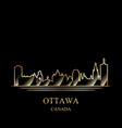 gold silhouette of ottawa on black background vector image