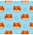 seamless pattern with funny fox faces vector image