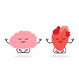 happy healthy brain mind and heart character vector image