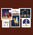 five designs scenes manger characters vector image vector image